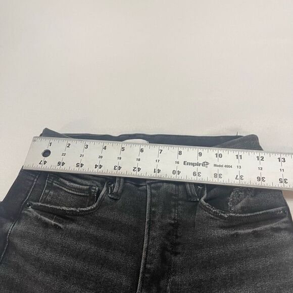 Good American Black Destroyed Skinny Denim Jeans Size 2/26 - Picture 3 of 11